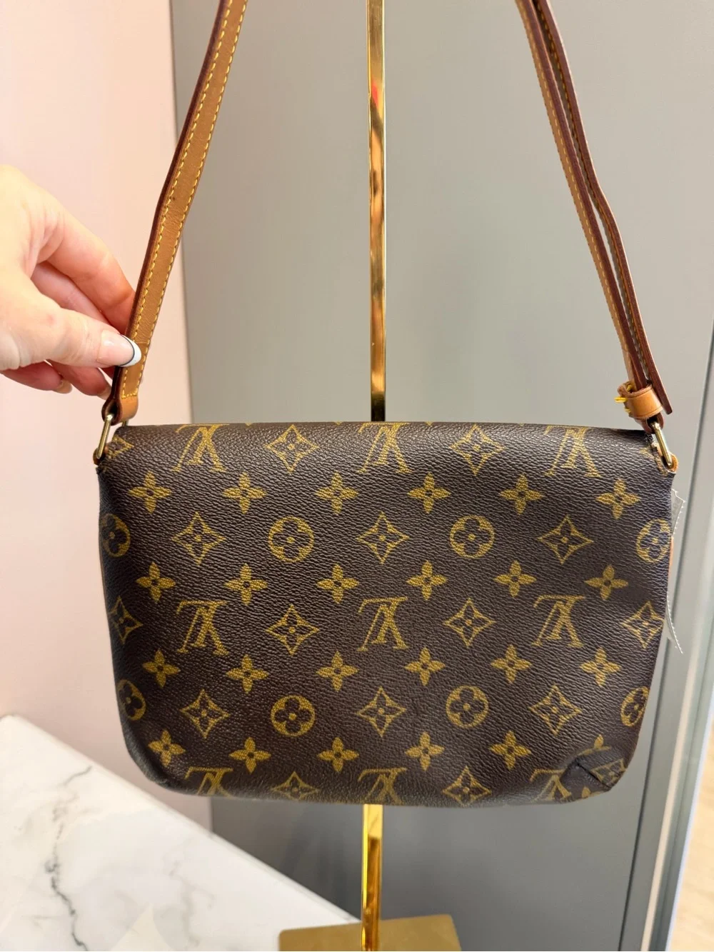 Louis Vuitton Musette Tango Monogram Shoulder Bag with Tan Strap